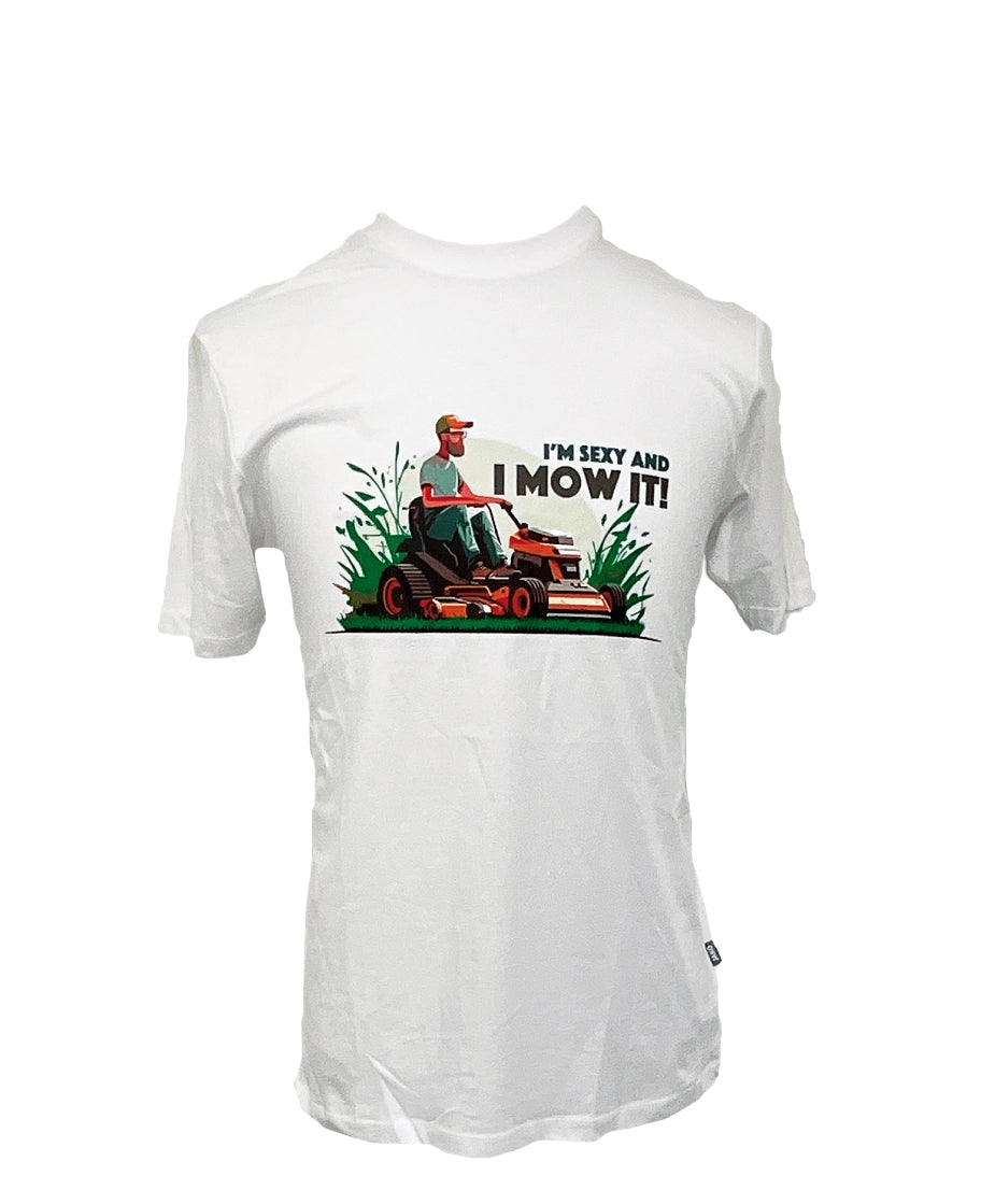 T-Shirt "I'm Sexy and I mow it" - Weiß - rasenwelt GmbH